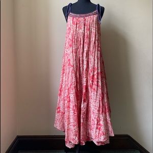 Free People Cotton Block Print Baby Doll Boho Maxi Dress India